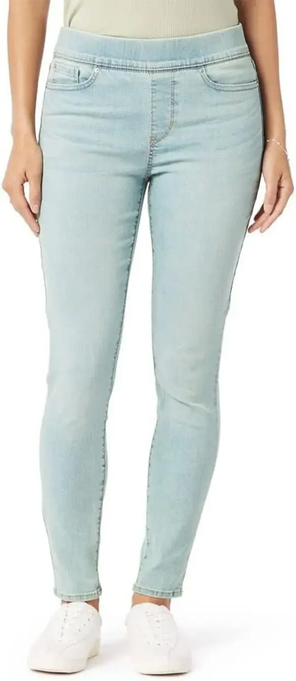 NWT Signature Levi Strauss Light Wash Blue Denim Pull-On Skinny Jeans 28 Long